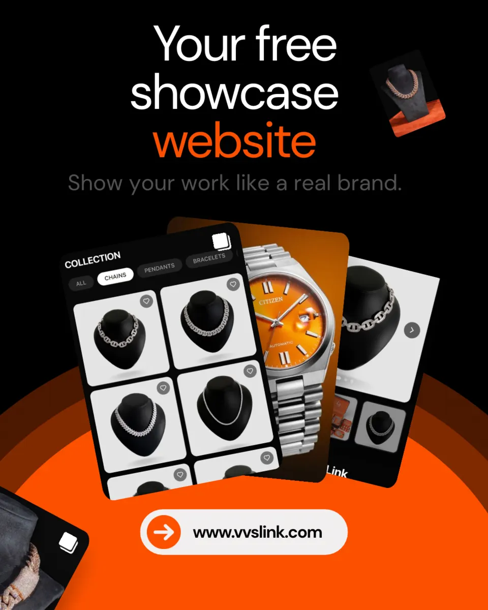 VVSLink showcase website for jewelry sellers